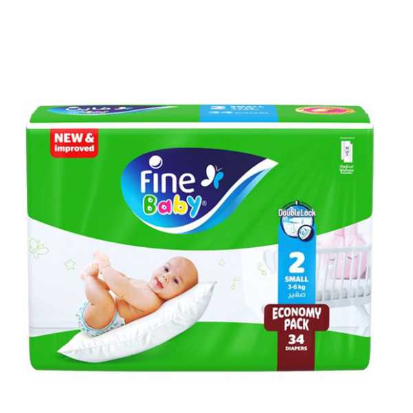 Fine Baby Diapers Small Size 2, (3-5Kg), 34 Diaper