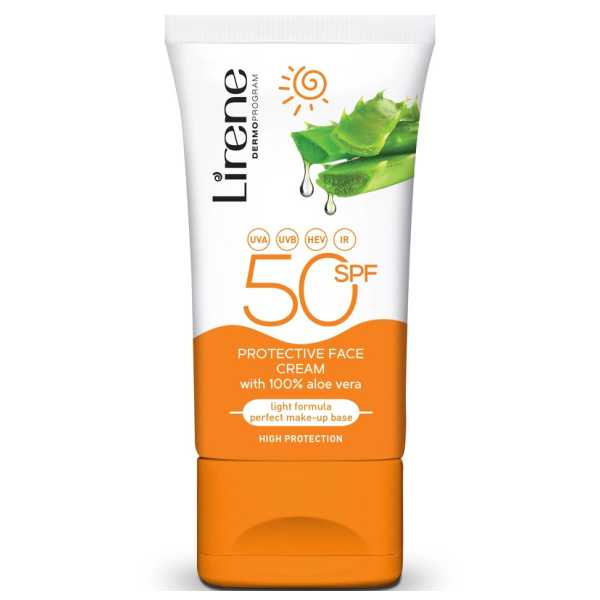 Lirene Sun Protective Face Cream With Aloe Vera Spf50, 50Ml